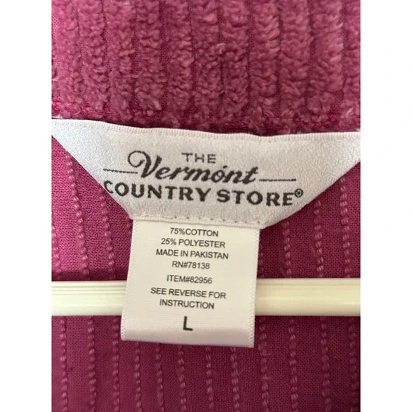 Vermont Country Store Chenille Cardigan Womens L Pink Floral Embroidered Cottage - Picture 4 of 4